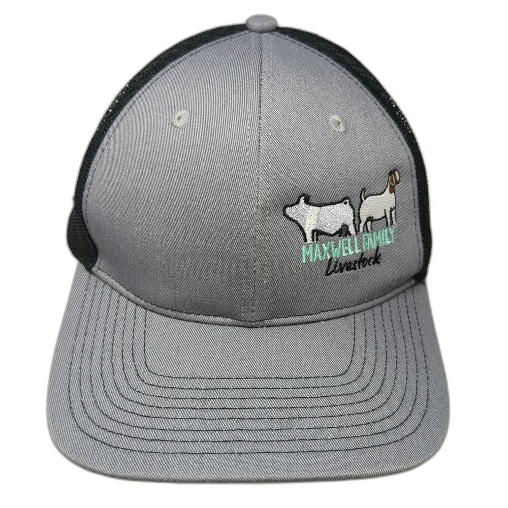 Port Authority Trucker Hat Gray One Size Mesh Maxwell Family Livestock Pig Goat